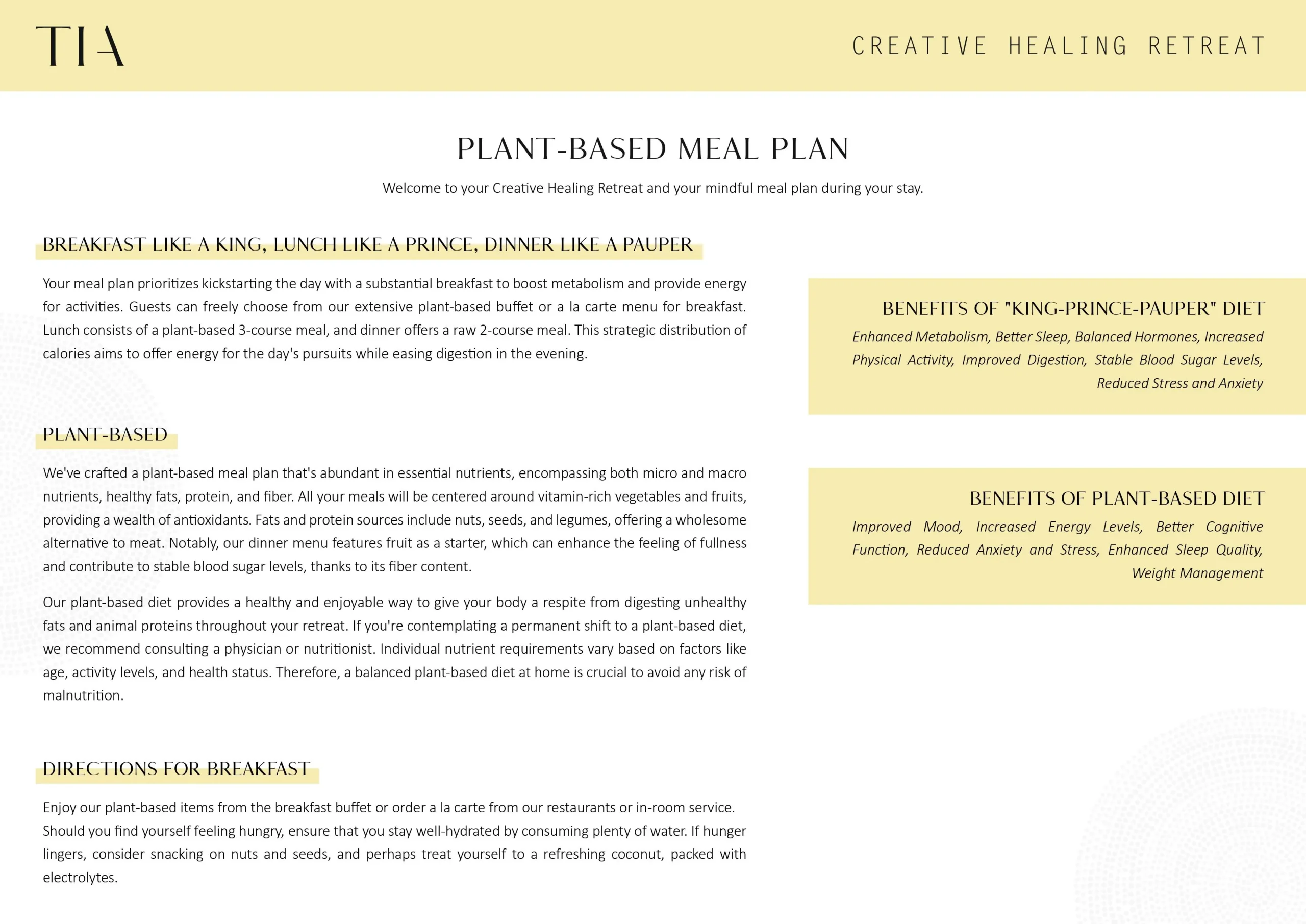 PLANT BASED MEAL PLAN