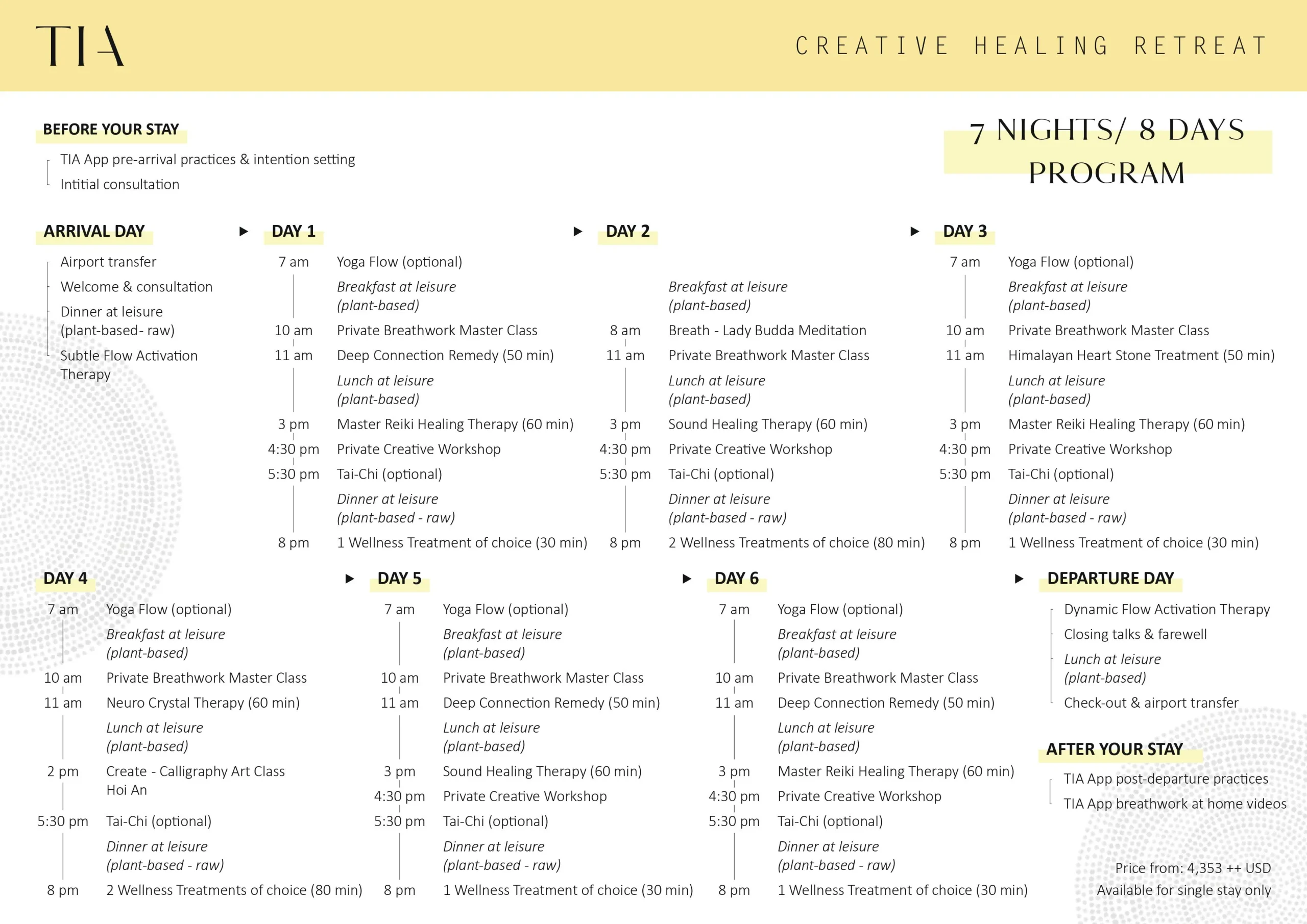 TIA CREATIVE HEALING RETREAT 7N8D PROGRAM EN