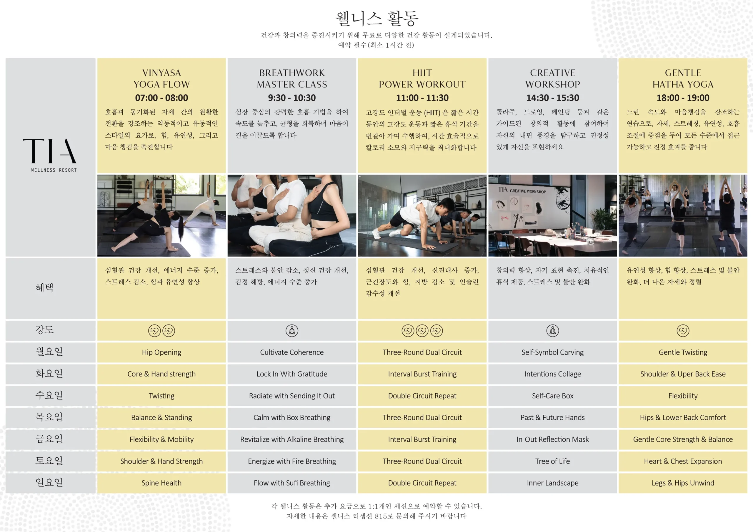 TIA WELLNESS ACTIVITIES KR