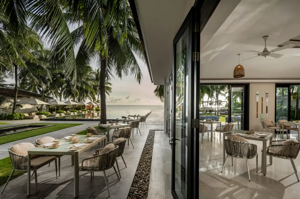 Adjacent to the swimming pool with sea views at The Ocean Bistro Restaurant
